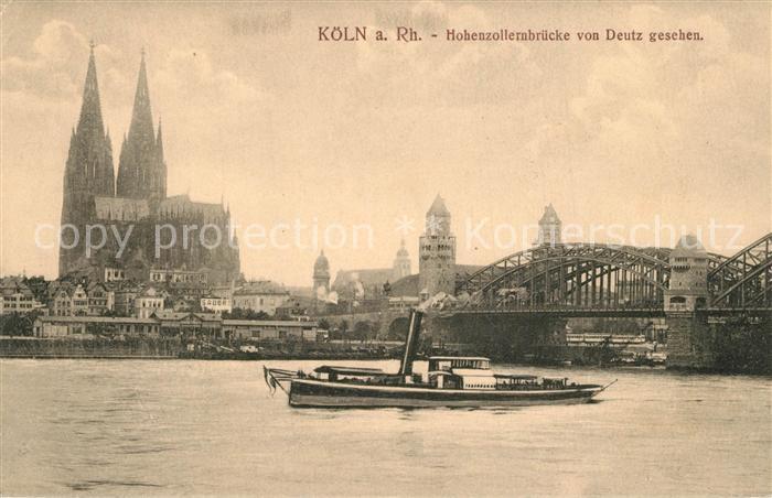 K?ln Rhein Hohenzollernbr?cke von Deutz gesehen
