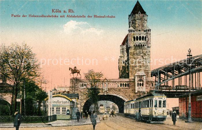 K?ln Rhein Hohenzollernbr?cke mit Rheinuferbahn Strassenbahn