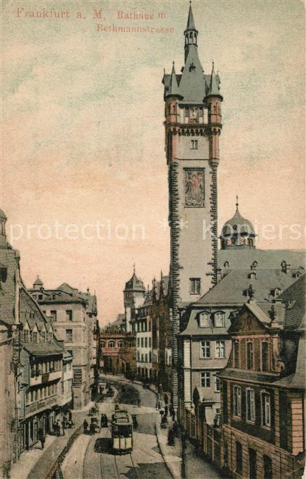 Frankfurt Main Rathaus in Bethmannstrasse Strassenbahn