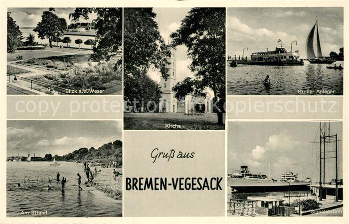 Vegesack BREMEN Kirche Weser Strand Grosser-Anleger Signalstation
