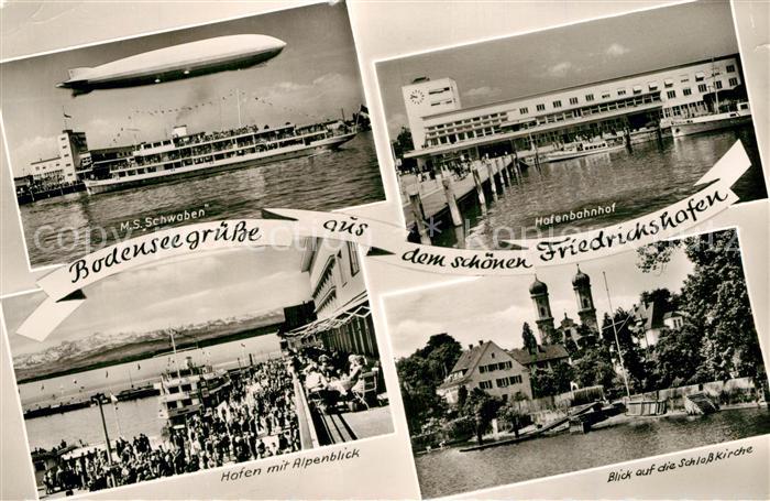 Friedrichshafen Bodensee Hafenbahnhof Schlo?kirche Alpen