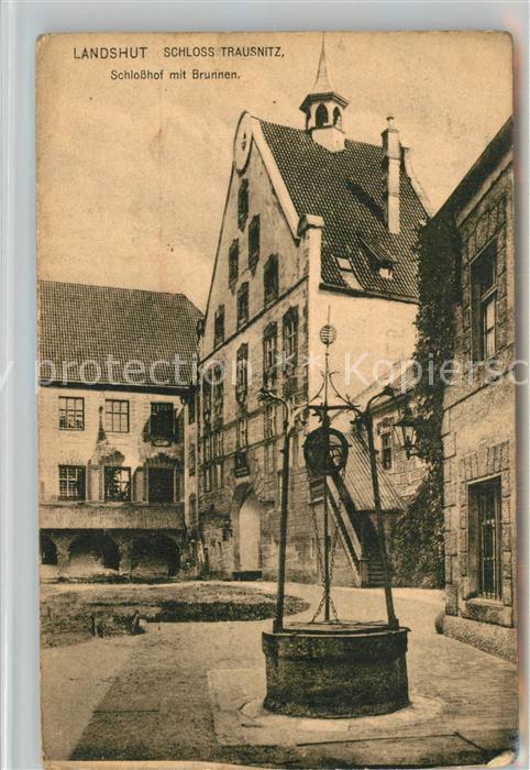 Landshut Isar Schloss Trausnitz mit Brunnen