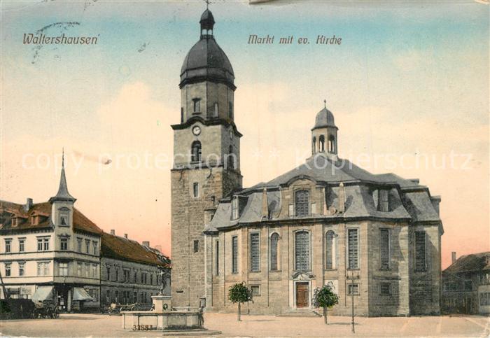Waltershausen Gotha Markt mit Kirche