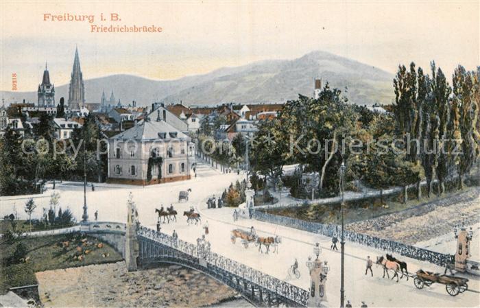 Freiburg Breisgau Friedrichsbr?cke Pferdekutschen
