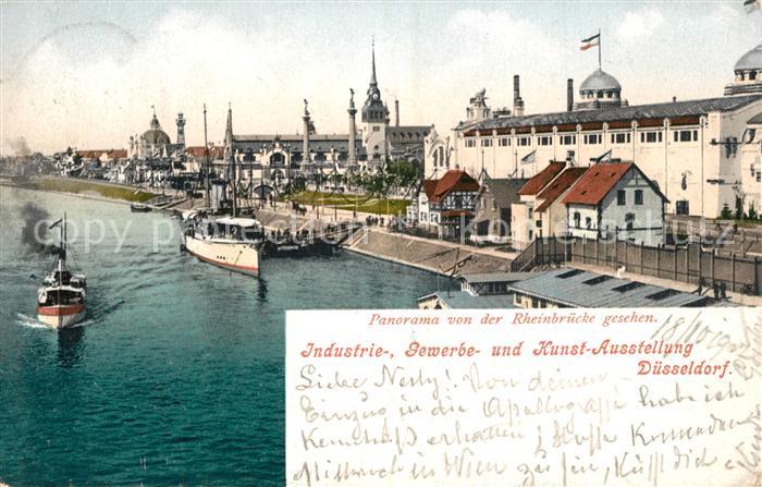 DuessELDORF CITY Blick von der Rheinbr?cke Industrie-Gewerbe- und Kunstausstell