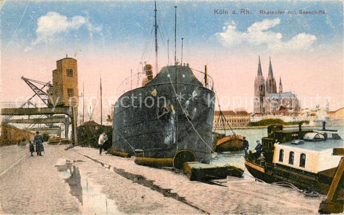 K?ln Rhein Rheinufer mit Schiffen