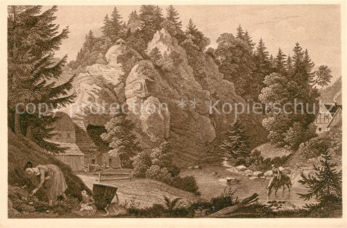 Bodetal Harz K?nstlerkarte L. Richter 1838 Marmorm?hle