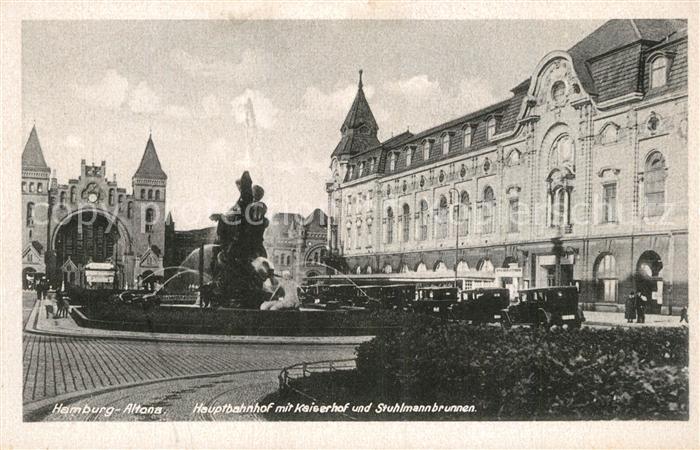 Altona Hamburg Hauptbahnhof mit Kaiserhof mit Stuhlmannbrunnen