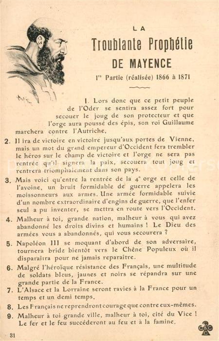 Mayence La Troublante Prophetie