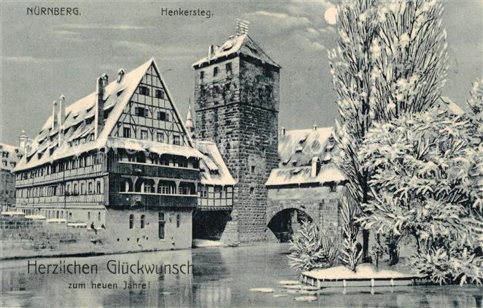 N?rnberg Henkersteg Neujahrskarte