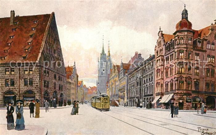 N?rnberg K?nigsstrasse mit Lorenzkirche Strassenbahn
