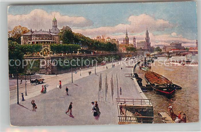 DRESDEN Elbe Belvedere und Dampfschiff-Landeplatz