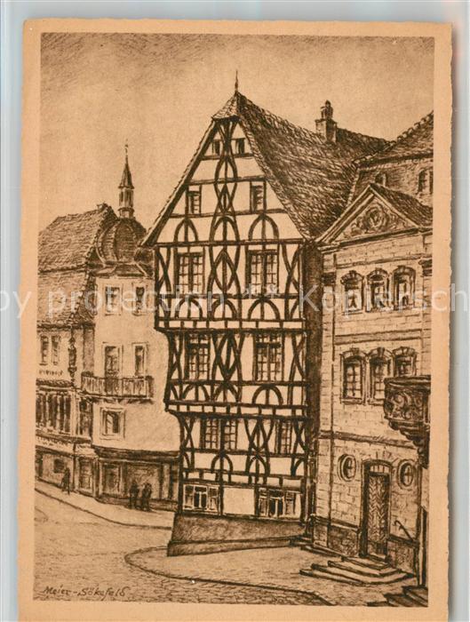 Aschaffenburg Main altes Fachwerkhaus zerst?rte Denkm?ler der bayerischen Kultur