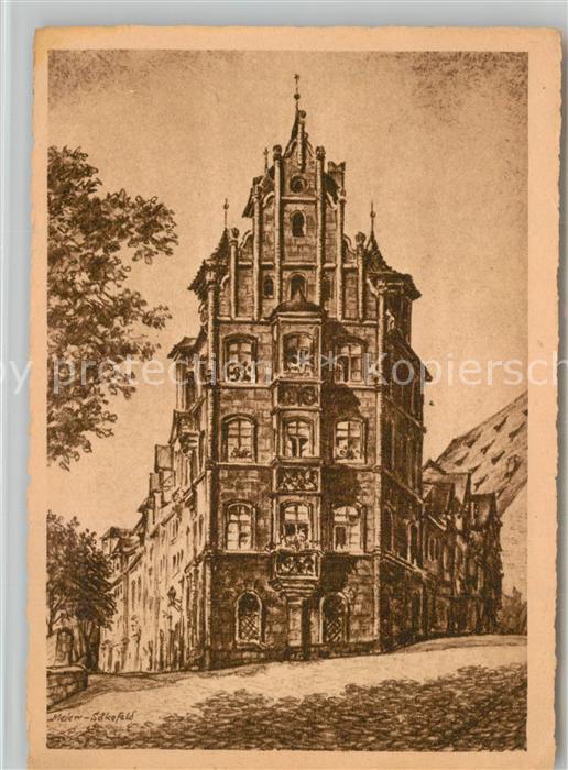 N?rnberg Topplerhaus zerst?rte Denkm?ler der bayerischen Kultur Zeichnung Meier