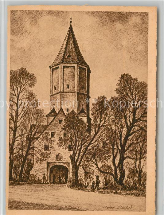 AUGSBURG  CITY Jakobertor zerst?rte Denkm?ler der bayerischen Kultur Zeichnung M