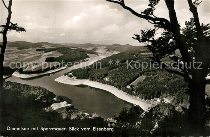 Diemelsee Sperrmauer Blick vom Eisenberg