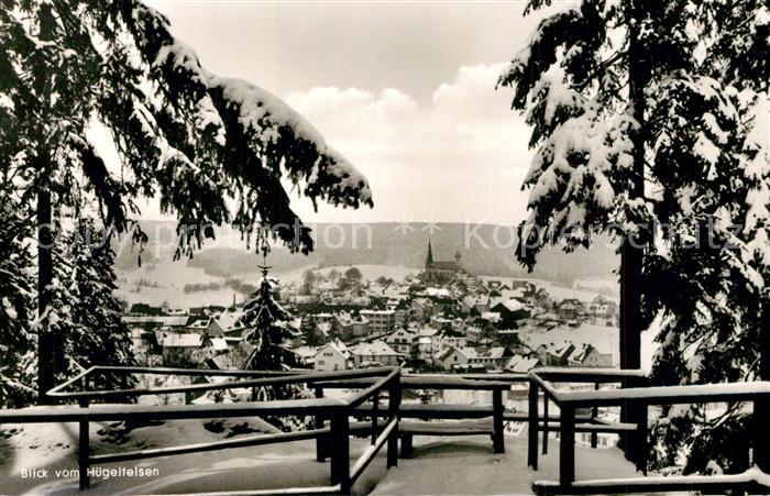 Bischofsgruen Blick vom Huegelfelsen Winter