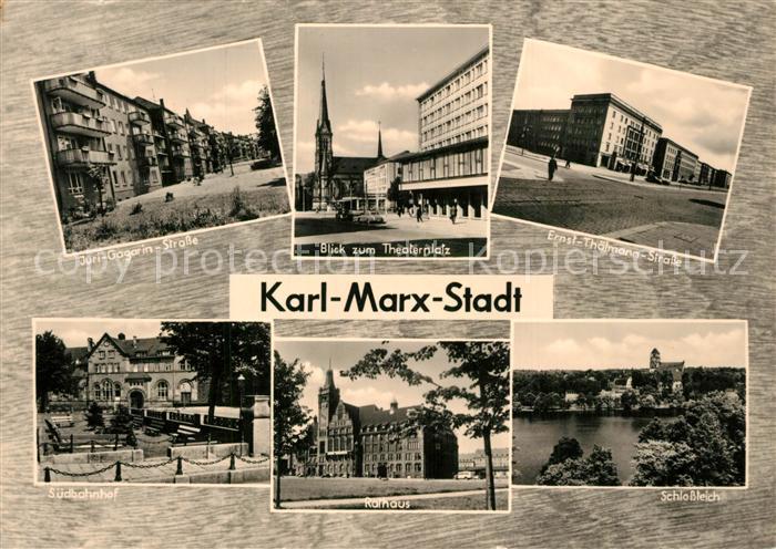 Karl-Marx-Stadt CHEMNITZ Juri Gagarin Stasse Theaterplatz Suedbahnhof Rathaus Sc