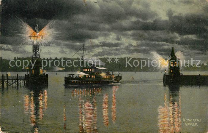 Konstanz Bodensee Hafen Nachtaufnahme