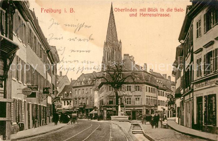 Freiburg Breisgau Oberlinden Blick Salz und Herrenstrasse
