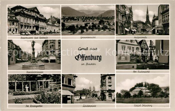 Offenburg Bezirksamt Rathaus Neptunbrunnen Fischmarkt Schloss Ortenberg