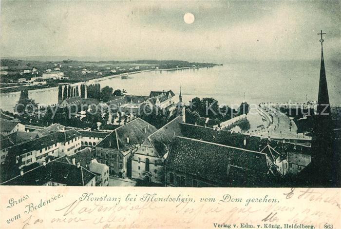 Konstanz Bodensee Blick vom Dom Mondschein