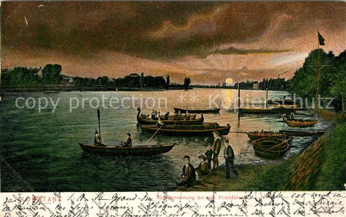 Konstanz Bodensee Rheinfaehre Abendstimmung Mondschein