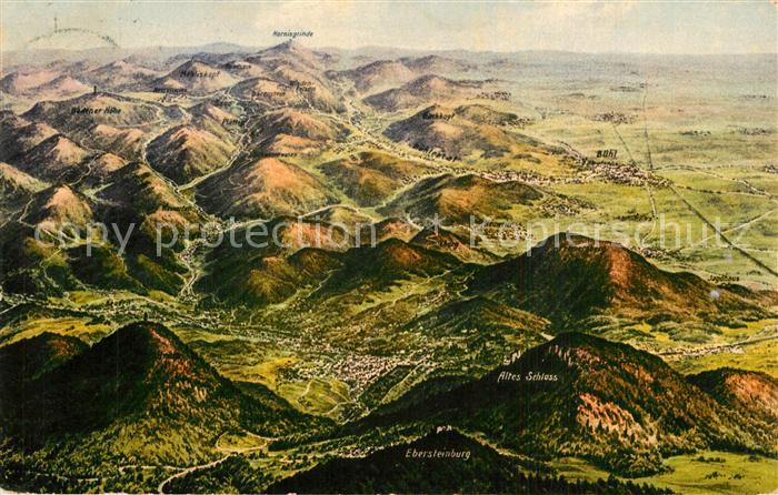 BADEN-BADEN BW Panoramakarte Altes Schloss