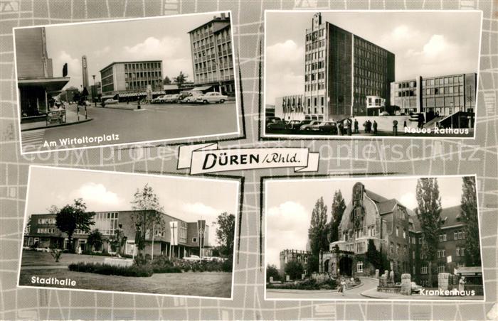 Dueren Rheinland Wirteltorplatz Stadthalle Neues Rathaus Krankenhaus