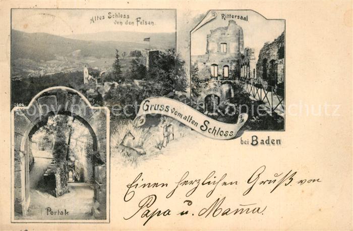 BADEN-BADEN BW Altes Schloss Felsen Rittersaal Portak