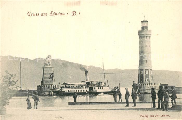 Lindau Bodensee Leuchtturm Dampfschiff