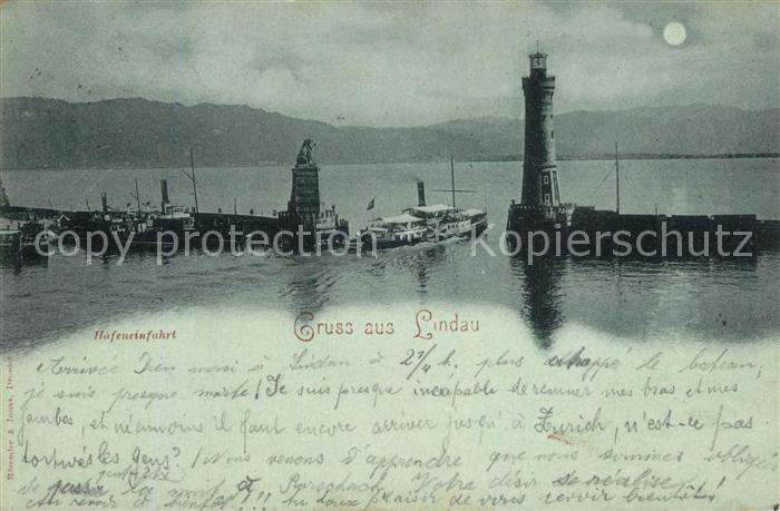 Lindau Bodensee Hafeneinfahrt Mondschein
