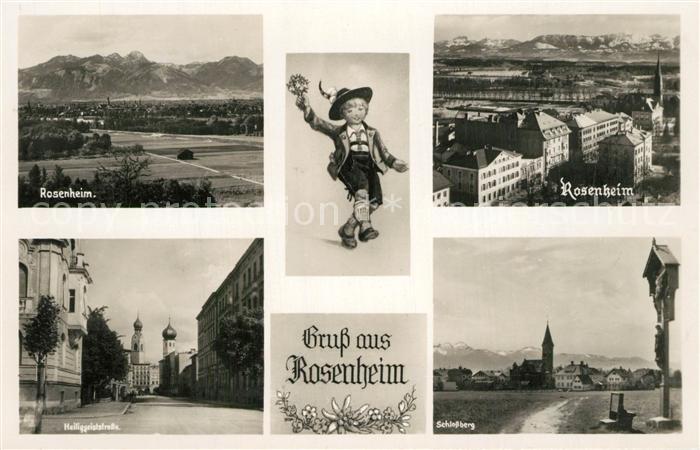 Rosenheim Bayern Teilansichten Heiliggeiststrasse Schlossberg