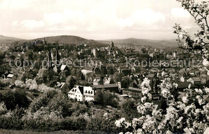 Siegen Westfalen Blick vom Giersberg mit Oberem Schloss Nikolaiturm und Michaelk