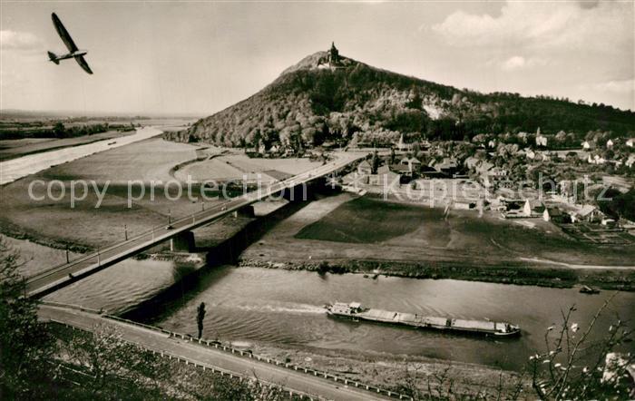 Porta Westfalica Blick vom Jakobsberg mit Weser Wittekindsberg und Kaiser Wilhel