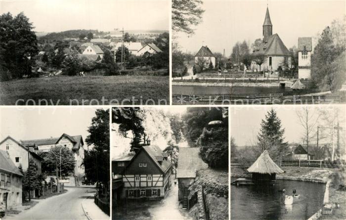 Rathewalde Teilansichten Kirche Schwanenteich