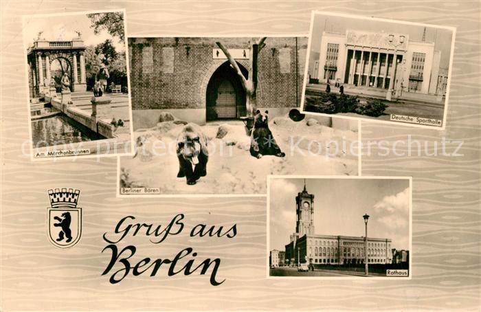 BERLIN  CITY Am Maerchenbrunnen Berliner Baeren Deutsche Sporthalle Rathaus