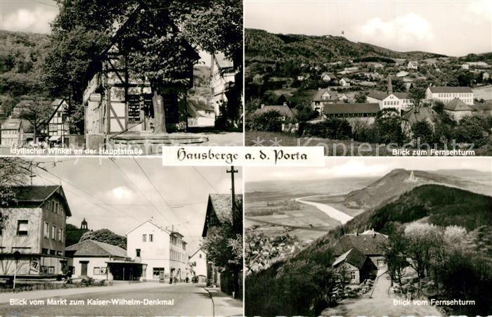 Hausberge Idyllischer Winkel an der Hauptstrasse Fernsehturm Markt Panorama