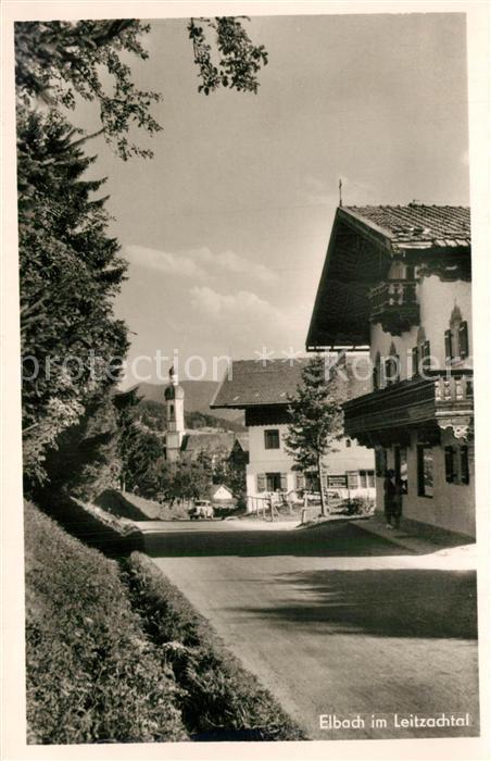 Elbach Miesbach Hauptstrasse Blick zur Kirche