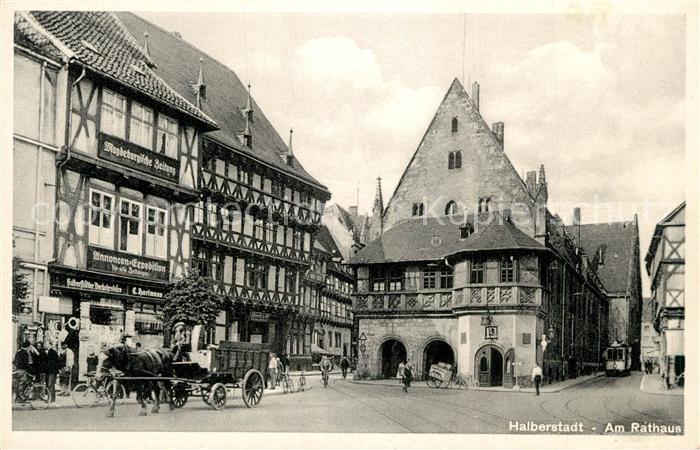 Halberstadt Partie am Rathaus Fachwerkhaus
