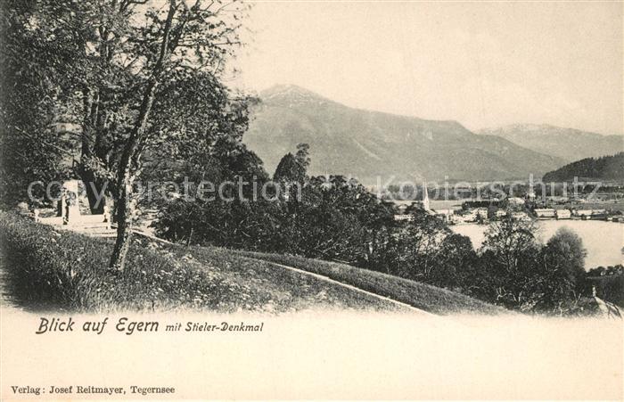Egern Tegernsee Landschaftspanorama mit Stieler Denkmal Alpen