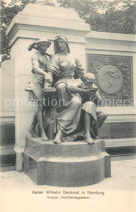 HAMBURG CITY Kaiser Wilhelm Denkmal Gruppe Wohlfahrtsgesetze