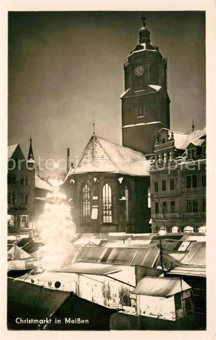 Meissen Elbe Sachsen Christmarkt bei Nacht
