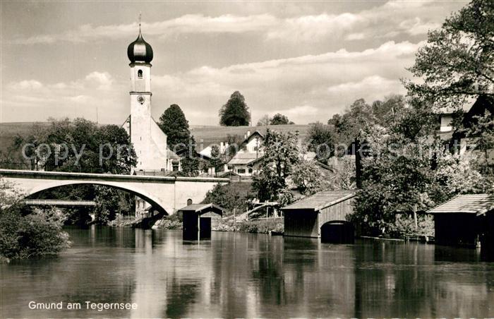Gmund Tegernsee Bootshaeuser Bruecke Kirche
