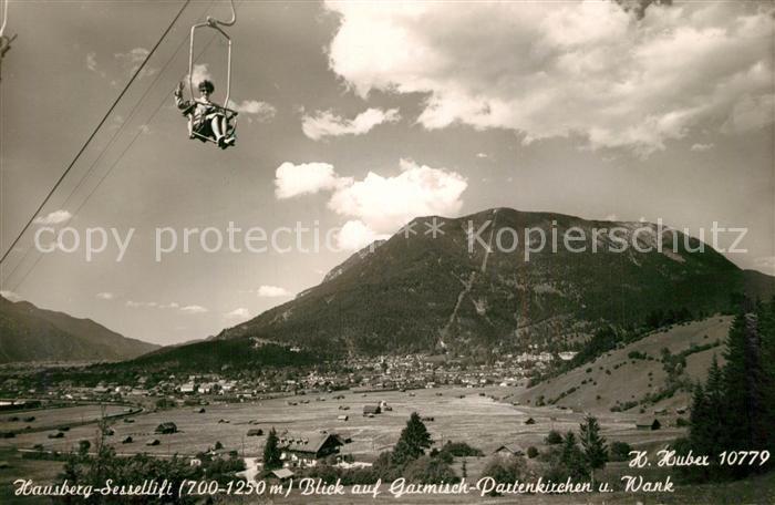 GARMISCH-PARTENKIRCHEN Bayern Hausberg Sessellift Blick zur Stadt und Berg Wank