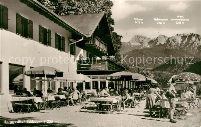 GARMISCH-PARTENKIRCHEN Bayern Berggasthof Eckbauer Terrasse Blick zum Karwendelg