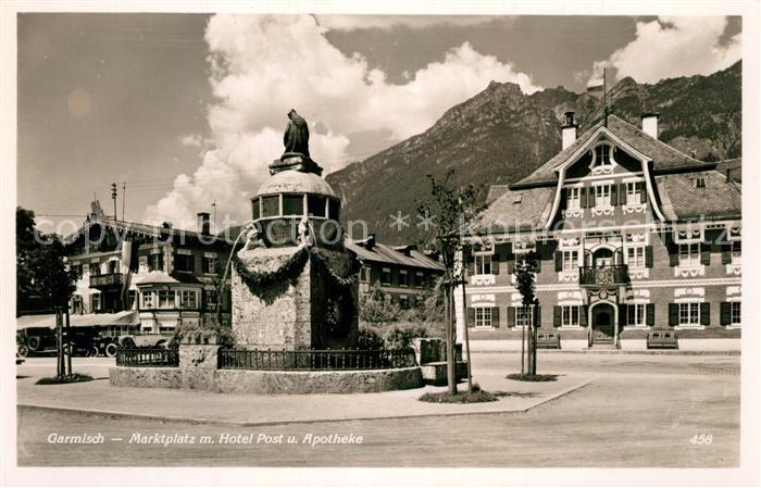 GARMISCH-PARTENKIRCHEN Bayern Marktplatz Hotel Post Apotheke Denkmal