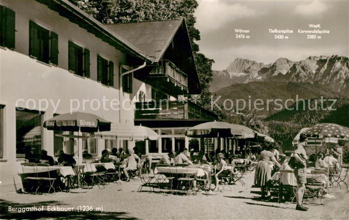GARMISCH-PARTENKIRCHEN Bayern Berggasthof Eckbauer Terrasse Blick zum Karwendelg