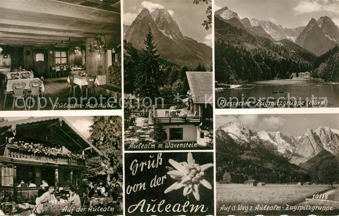 GARMISCH-PARTENKIRCHEN Bayern Aulealm Gaststube Landschaftspanorama Riessersee W
