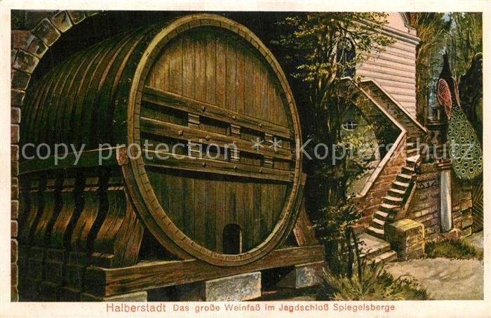 Halberstadt Grosses Weinfass im Jagdschloss Spiegelsberge Kuenstlerkarte